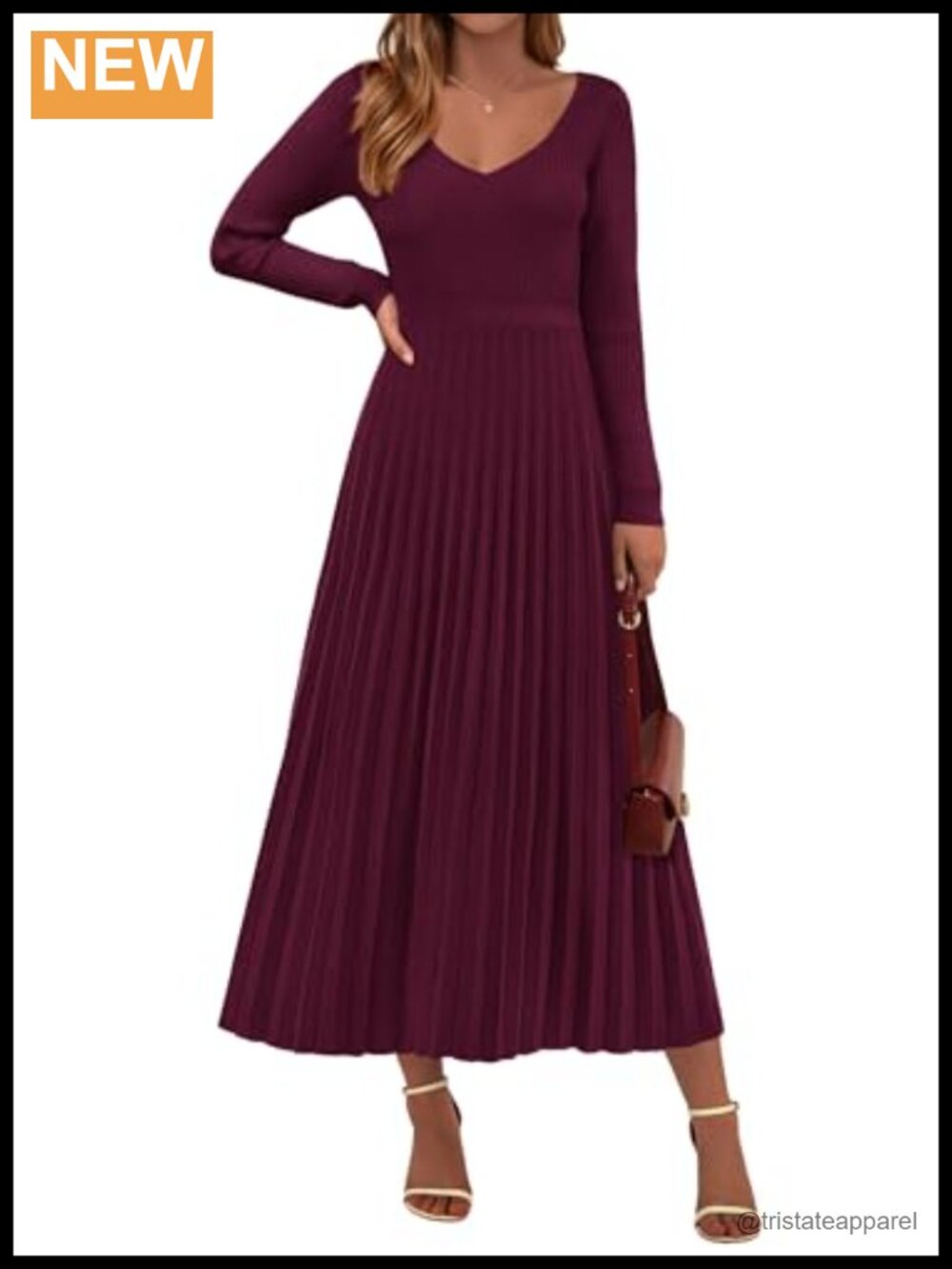 Sweater Dress Long Sleeve Maxi Pleated Fit Flare Cocktail Party